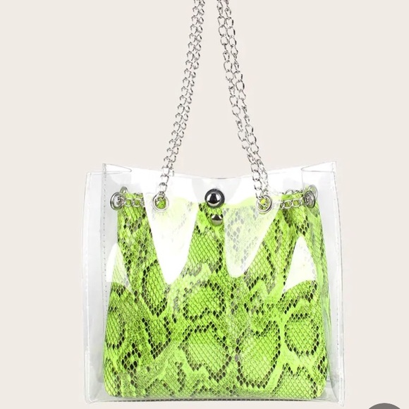 neon green snakeskin bag